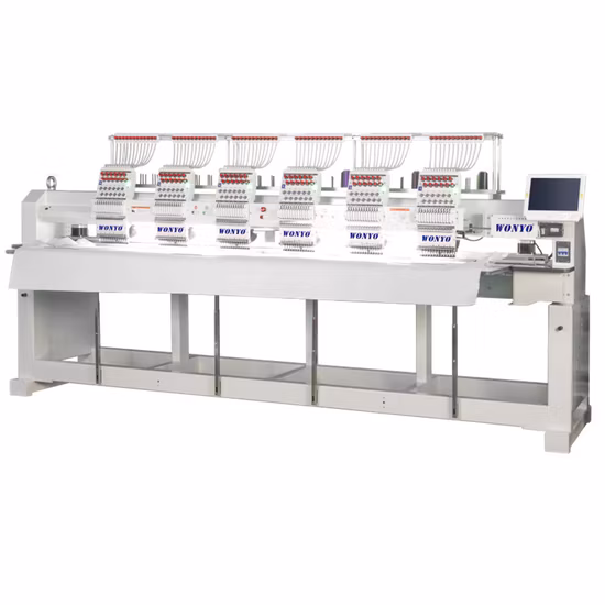 Máquina de bordar computarizada de 6 cabezales de uso industrial de alta eficiencia Wonyo para diseño de bordado de zapatos con gorra